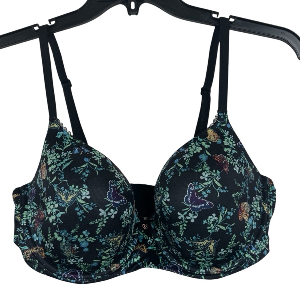Victoria’s Secret 36DD BODY BY VICTORIA Lined Demi Bra black butterflies